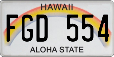 HI license plate FGD554