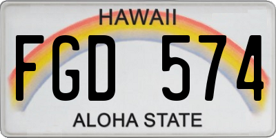 HI license plate FGD574