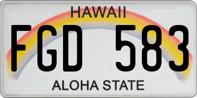 HI license plate FGD583