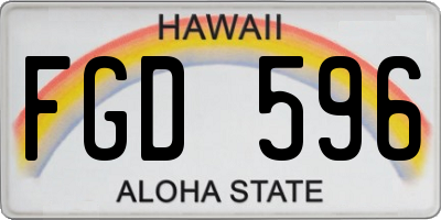 HI license plate FGD596