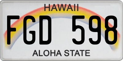 HI license plate FGD598