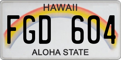 HI license plate FGD604