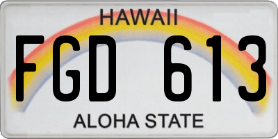 HI license plate FGD613