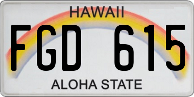 HI license plate FGD615
