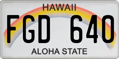 HI license plate FGD640