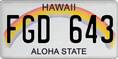 HI license plate FGD643