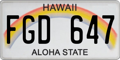 HI license plate FGD647