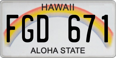HI license plate FGD671