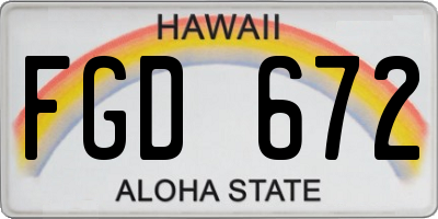 HI license plate FGD672