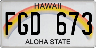 HI license plate FGD673