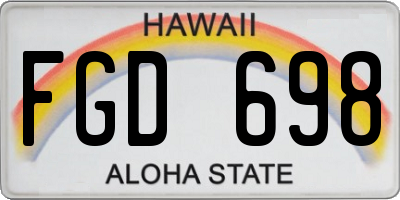 HI license plate FGD698