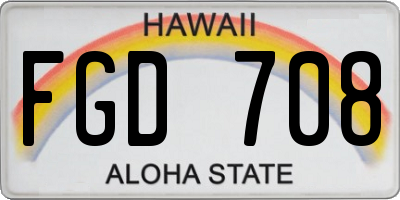 HI license plate FGD708