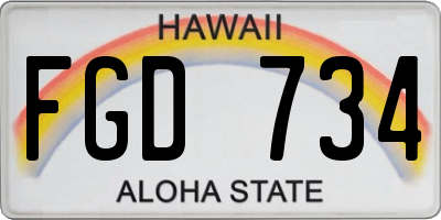 HI license plate FGD734
