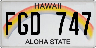 HI license plate FGD747