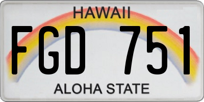HI license plate FGD751