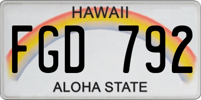 HI license plate FGD792
