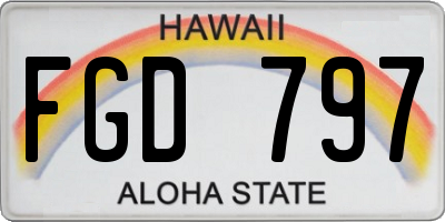 HI license plate FGD797