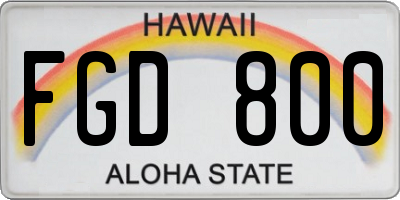 HI license plate FGD800