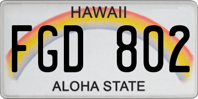 HI license plate FGD802
