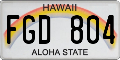 HI license plate FGD804