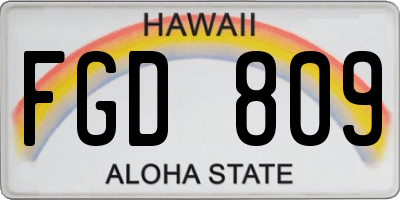 HI license plate FGD809