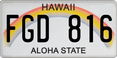 HI license plate FGD816