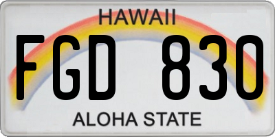 HI license plate FGD830