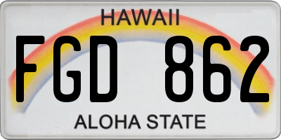 HI license plate FGD862