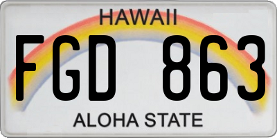 HI license plate FGD863