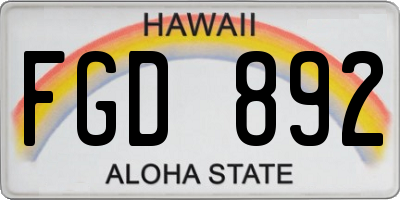 HI license plate FGD892
