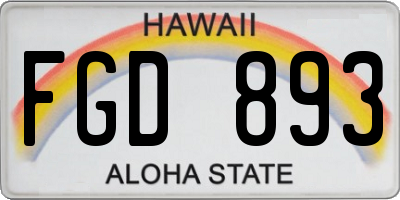 HI license plate FGD893