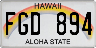 HI license plate FGD894