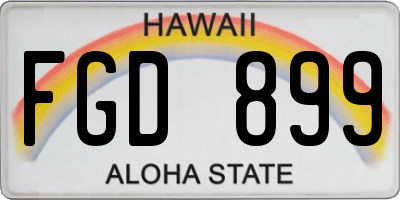 HI license plate FGD899