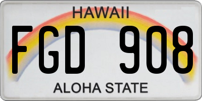 HI license plate FGD908
