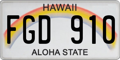 HI license plate FGD910