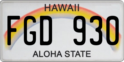 HI license plate FGD930