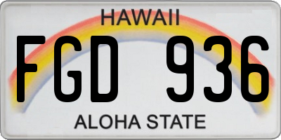 HI license plate FGD936