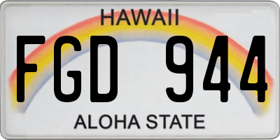 HI license plate FGD944