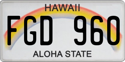 HI license plate FGD960