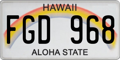 HI license plate FGD968