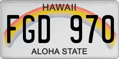 HI license plate FGD970