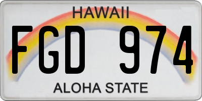 HI license plate FGD974