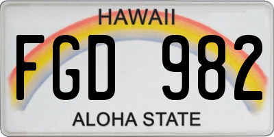 HI license plate FGD982