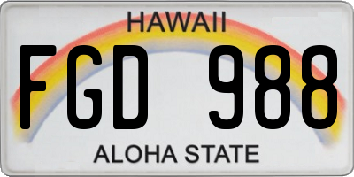 HI license plate FGD988