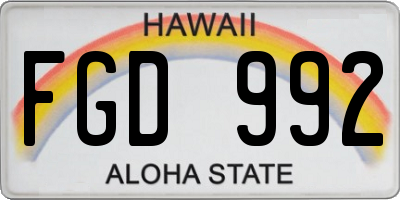 HI license plate FGD992