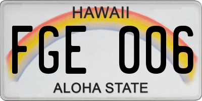 HI license plate FGE006