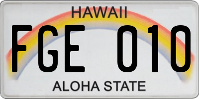 HI license plate FGE010
