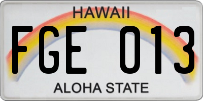 HI license plate FGE013
