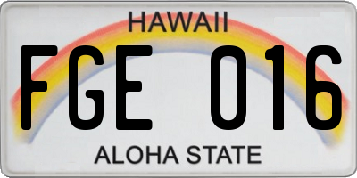 HI license plate FGE016