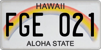 HI license plate FGE021